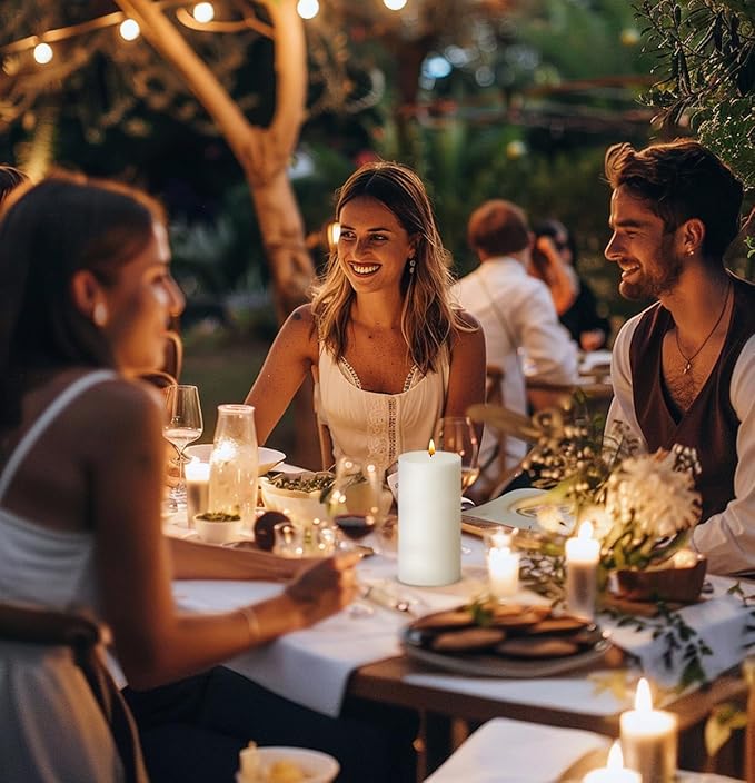 3 Packs Dripless 2.8x6 Inch White Pillar Candles, Unscented Large Wax Cylinder Column Candles for Power Outages Emergency Party Backyard Gathering - 70 Hour Burn Time