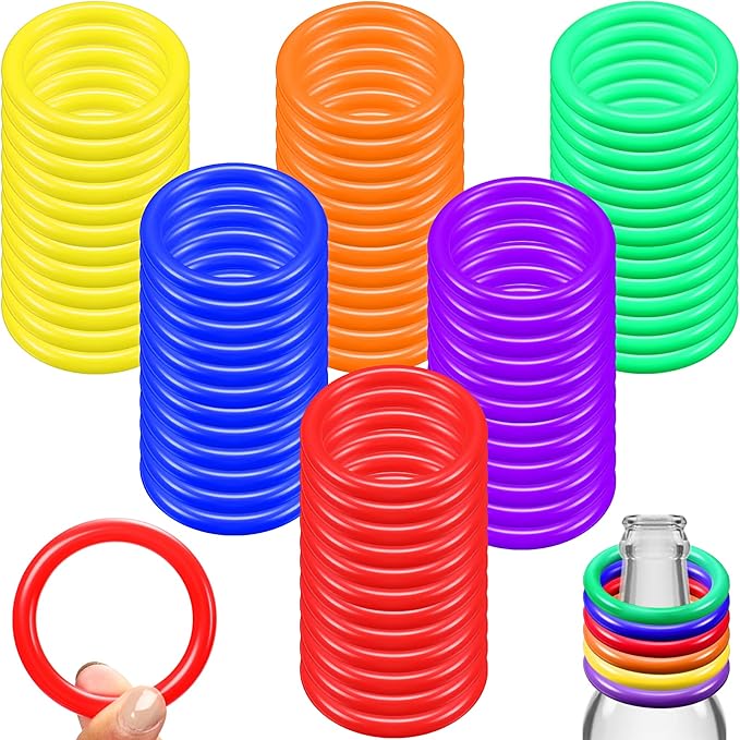 Civaner 72 Pcs Ring Toss Rings Game Plastic Carnival Ring Toss for Speed Agility Practice, Fun Target Toys Carnival Halloween Party Favors Throw Bottle Sports Yard Family Game