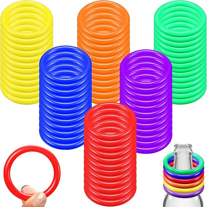 Civaner 72 Pcs Ring Toss Rings Game Plastic Carnival Ring Toss for Speed Agility Practice, Fun Target Toys Carnival Halloween Party Favors Throw Bottle Sports Yard Family Game