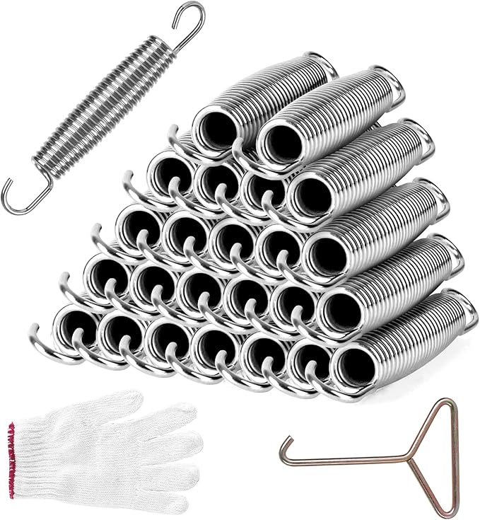 5.5inch/6.5inch/7inchTrampoline Springs Heavy Duty Stainless Steel Replacement Trampoline Replacement Parts, Weather-Resistant, Includes Tool and Gloves, Universal Trampolines Spring Tool