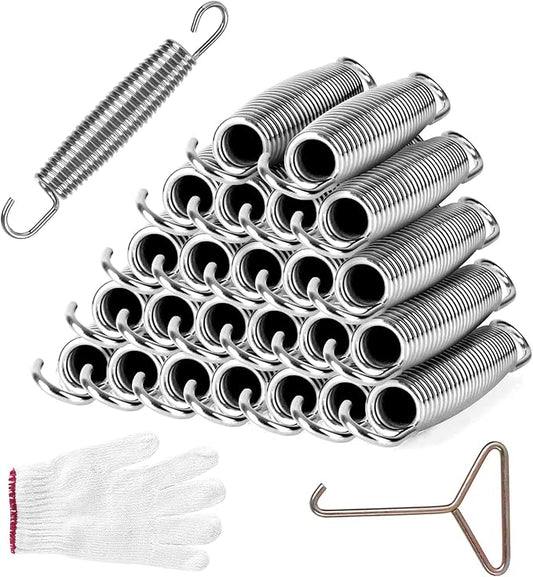 5.5inch/6.5inch/7inchTrampoline Springs Heavy Duty Stainless Steel Replacement Trampoline Replacement Parts, Weather-Resistant, Includes Tool and Gloves, Universal Trampolines Spring Tool