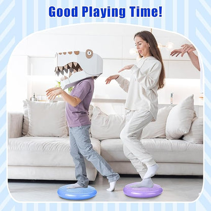 2 Pcs Wiggle Seat Inflated Wobble Cushion Flexible Balance Disc with Air Pump for Core Stability Strengthening Improving Posture Physical Exercise