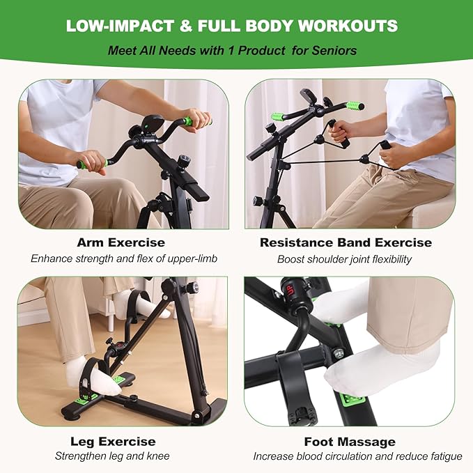 Pedal Exerciser Bike for Seniors, Hand Arm Leg and Knee Physical Therapy Peddler Exercise Equipment, Elderly Recovery Home Exercise Bike for Total Body, Upper and Lower Limb Trainer