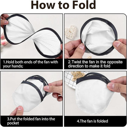 Foldable Flying Disc Fans Set with Bags, 9.8 Inch Black Egde Fabric Beach Flying Disc for Wedding Gift Party Favors Outdoor Activity