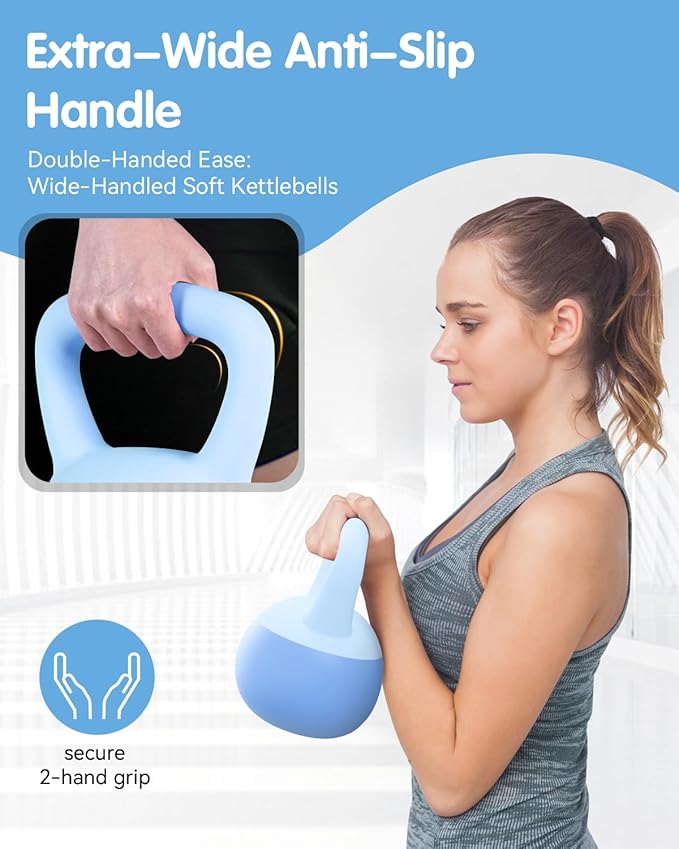 Soft Kettlebell - Cushioned Impact-Resistant Base and Anti-Slip, Kettle bell Anti-Slip Grip Weight for Home Workouts, Safe Strength Training Kettlebells Sets for Women & Men, With Non-slip Gloves