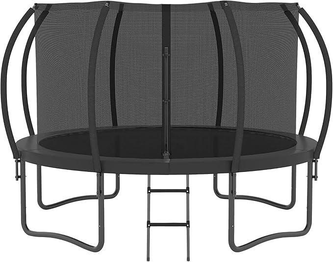 Trampoline 12FT 14FT Enclosure Net Outdoor Jump for Kids and Adults Round ASTM Approved Heavy-Duty Bounce Mat with Enhanced Weight Capacity