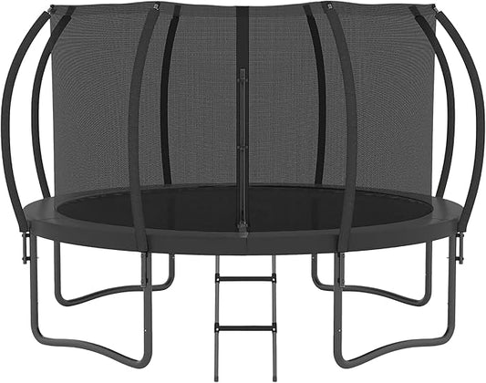 Trampoline 12FT 14FT Enclosure Net Outdoor Jump for Kids and Adults Round ASTM Approved Heavy-Duty Bounce Mat with Enhanced Weight Capacity