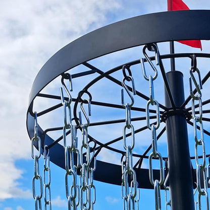 Disc Golf Basket with Discs | Portable Disc Golf Target with Heavy Duty 24-Chains Disc Golf Course Basket, Come with 6pcs Disc Golf Discs with Carry Bag