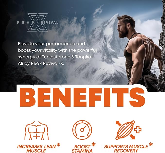 Turkesterone & Tongkat Ali 1000mg Supplement - 500mg Ajuga Turkestanica Per Serving Increase Stamina, Lean Muscle Growth & Recovery - Made in The USA (60 Capsules)