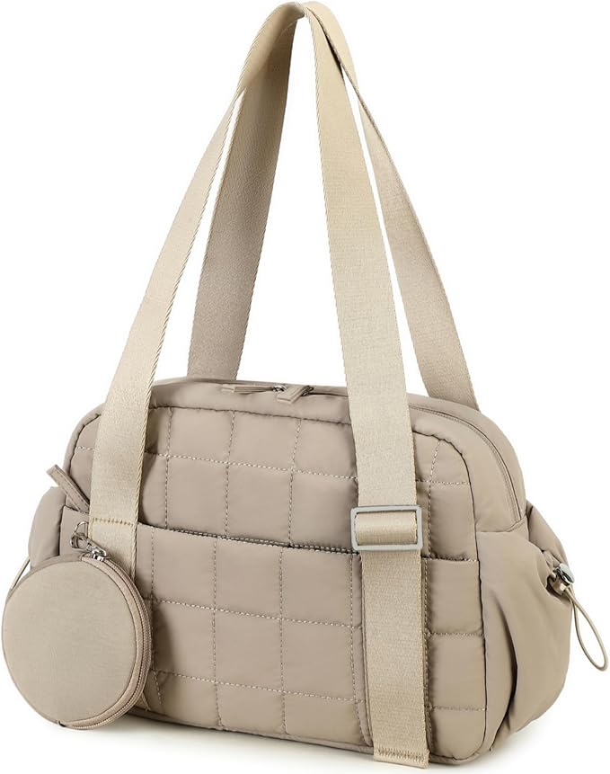 CAMTOP Mini Gym Bag for Women, Small Gym Tote Bag Puffy Quilted Sports Duffel Bag with Wet Compartment and Coin Purse Duffel Bags Dance Yoga Workout Bag