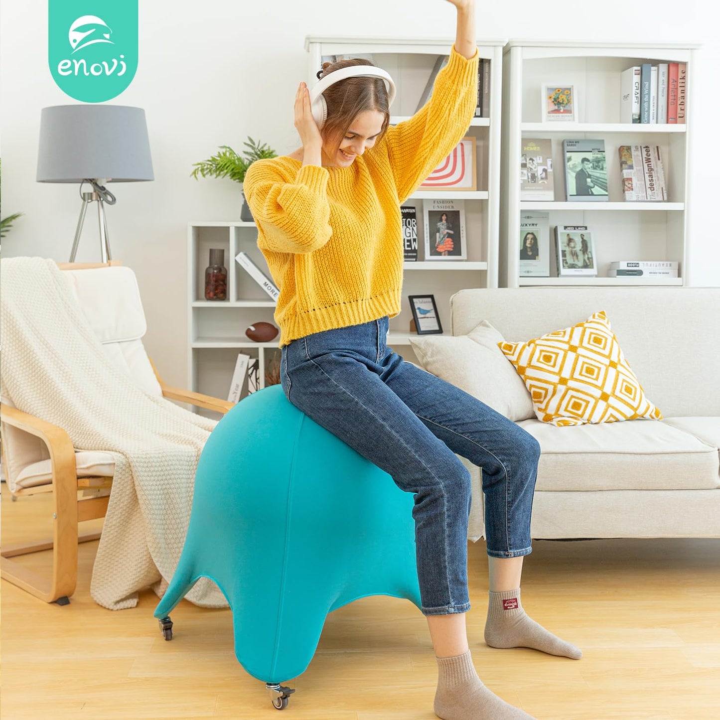 ENOVI Starfish Yoga Ball Chair, Exercise Ball Ergonomic Design for Office and Home, Relieve Back