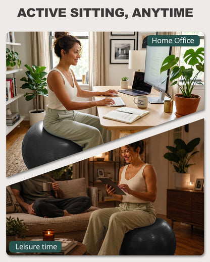 Trideer Exercise Ball for Yoga, Pilates & Fitness – Stability Ball Equipment for Home Gym & Office