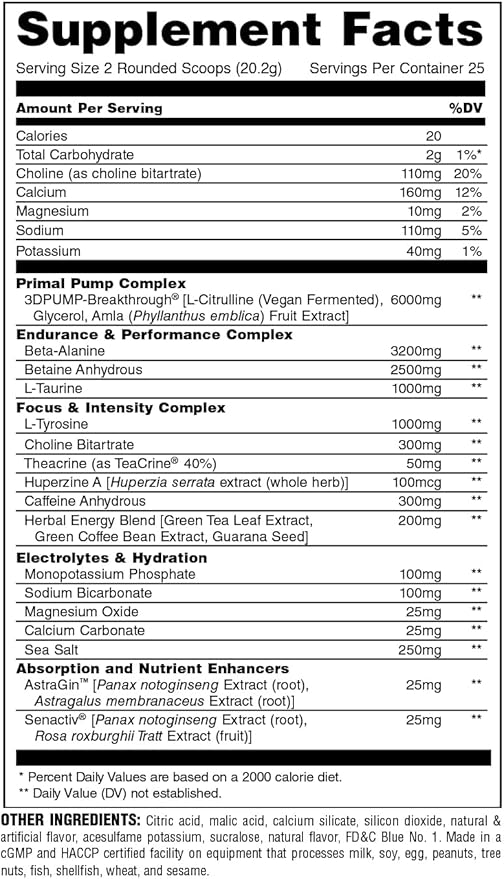 Animal Primal Muscle Hydration + Preworkout Powder ??Contains Beta Alanine, 3DPump, Caffeine & Electrolytes ??Improves Energy, Focus, Endurance & Absorption ??New Candy Crush?™d Flavor, 17.8 oz