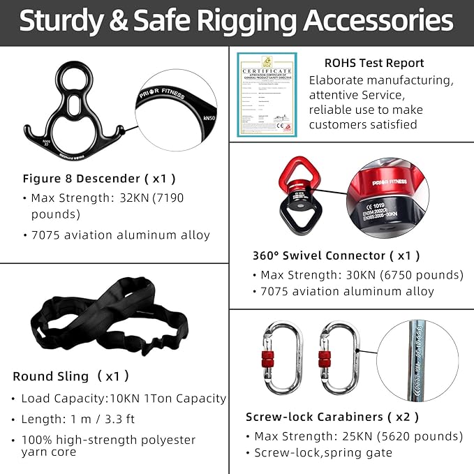 PRIOR FITNESS Aerial Silks Set, Professional Thicker Low Stretch Fabric 9/15/20 Yards Aerial Silk Swing Set with Hardware Guide, Yoga Starter Kit For Home, Aerial Yoga Hammock, Silks for Gymnastics, Antigravity Yoga, Inversion Exercise-All Levels