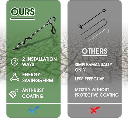Trampoline Anchors Set of 16 - Heavy Duty Trampoline Stakes - Ground Anchors Resistant High Wind - Ground Stakes Heavy Duty with Straps