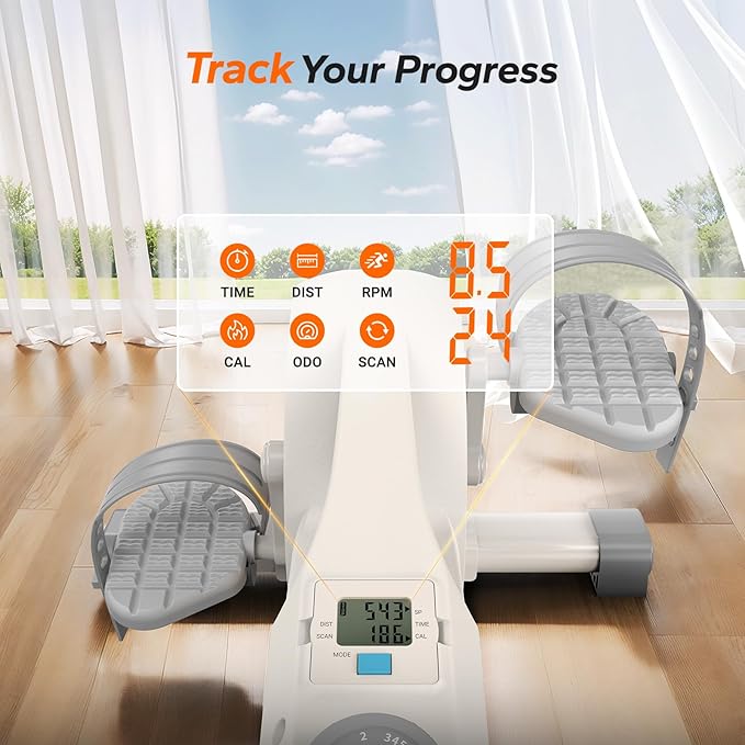 Under Desk Bike Pedal Exerciser, Quiet Magnetic Mini Exercise Bike with MERACH App for Arm, Leg Recovery, Physical Therapy, Smooth Foot Desk Cycle with 2 Resistance Bands & Non-Slip Mat