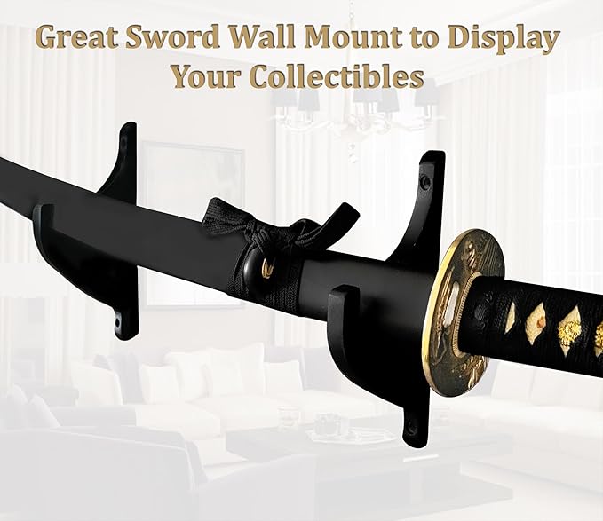 Sword Wall Mount - Hard Wood Sword Mount for Wall - Durable & Strong Katana Holder - Easy Mounting Picture Instructions Sword Wall Hanger - Decorative Sword Display Matches Any Home Decor