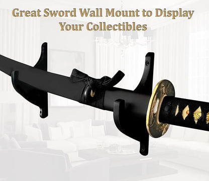 Sword Wall Mount - Hard Wood Sword Mount for Wall - Durable & Strong Katana Holder - Easy Mounting Picture Instructions Sword Wall Hanger - Decorative Sword Display Matches Any Home Decor