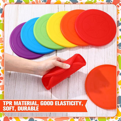 Soulchen 24 Pcs Dog Flying Disc TPR Puppy Flyer Toy Soft Dog Floating Saucer React Faster Interactive Training Toys for Small Medium Puppy Outdoor for Beach Garden Sport Pet Shop Supplies, 6 Colors