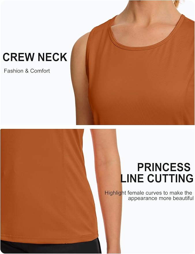 TACVASEN Women's UPF 80+ Workout Tank Top Sleeveless Quick Dry Sun Protection Hiking Athletic Gym Yoga Running Shirts