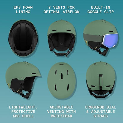 Retrospec Zephyr Ski Helmet - Snowboard Helmet for Adults & Youth - Adjustable Fit with Breathable Vents for Men, Women, Boys and Girls