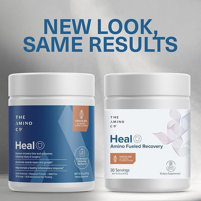 The Amino Co. - Heal - Post Workout Recovery Drink with Pure Eaa Amino Acid Formula - Creatine Monohydrate Powder for Efficient Muscle Repair, Vegan, and Keto-Friendly with Chocolate Flavor - 13.23oz.