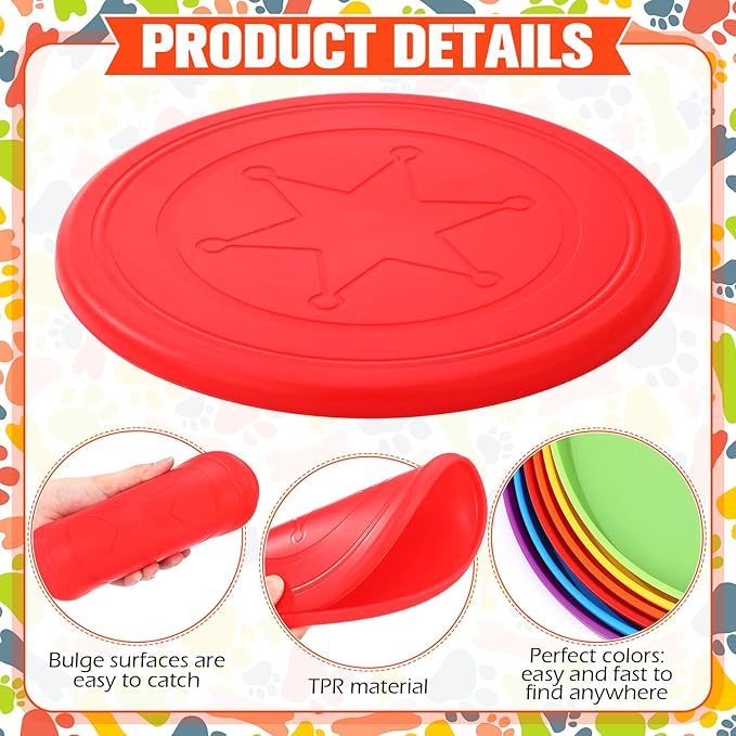 Soulchen 24 Pcs Dog Flying Disc TPR Puppy Flyer Toy Soft Dog Floating Saucer React Faster Interactive Training Toys for Small Medium Puppy Outdoor for Beach Garden Sport Pet Shop Supplies, 6 Colors