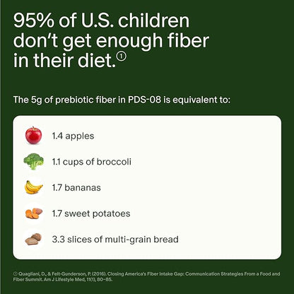 Seed PDS-08 Pediatric Daily Synbiotic - Fiber-Based Prebiotic & Probiotic for Kids - Digestive Health, Regularity, Constipation Relief - Ages 3-17 - Vegan and Shelf-Stable - 30 Sachets (30-Day Supply)