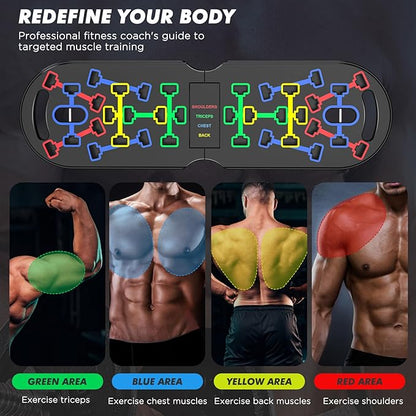 Portable Home Gym Workout Equipment, Push Up Board, Pilates Bar & Fitness Accessories with Resistance Bands for Upper Body Strength Training Full Body Workout at Home