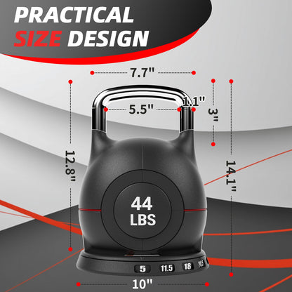 LIFERUN Adjustable Kettlebell Set with 7 Weight Levels, 44 lb
