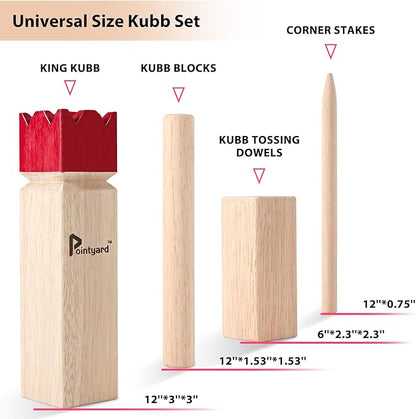 Pointyard Kubb Yard Game Set, Kubb Game Set with Carrying Bag - Wooden Toss Game Set for Outdoor Lawn Teenagers Adults Family