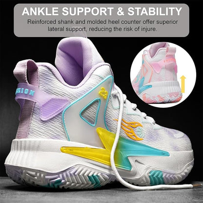 Moodeng Womens Basketball Shoes Breathable Non Slip Sports Shoes Fashion Running Sneakers Supportive Athletic Gym Shoes