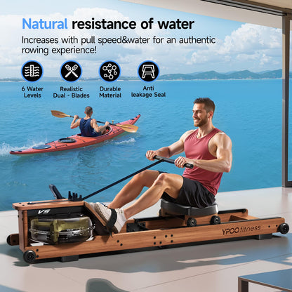 YPOO Rowing Machine for Home, 350LB 16-Level Magnetic Resistance Foldable