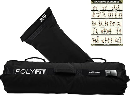 Polyfit Sandbag Pro - Workout Sandbag with Triple Closure Filler Bag and Reinforced Nylon Webbing - Sand Not Included - Multiple Colors & Sizes