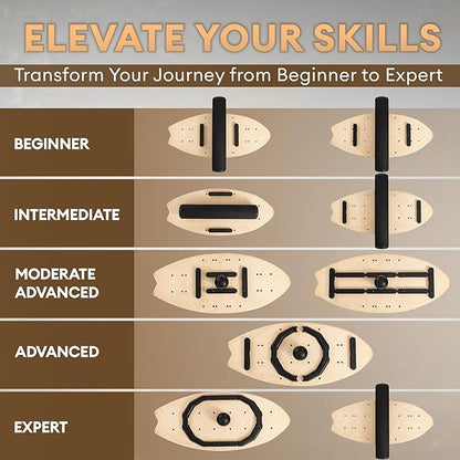 Yes4All 2-in-1 Balance Boards Set, 9 Adjustable Modes Surf Trainer, Wobble Board Exercise for Adults, Includes Roller & Ball