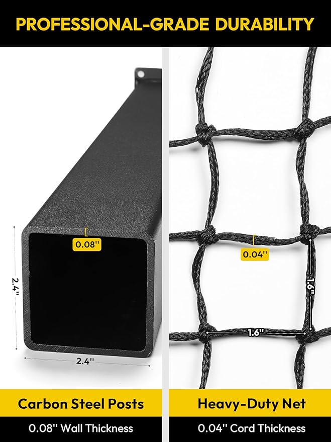 A11N SPORTS Pro-Grade In-Ground Pickleball Net System with Heavy-Duty Carbon Steel Posts, Rust-Proof All-Weather Construction, Easy Sleeve Installation, Official Size for Outdoor Court