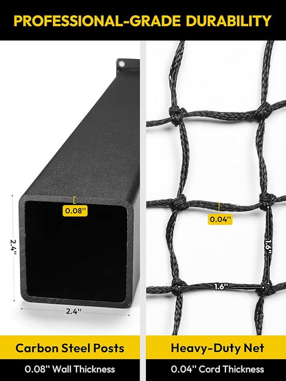 A11N SPORTS Pro-Grade In-Ground Pickleball Net System with Heavy-Duty Carbon Steel Posts, Rust-Proof All-Weather Construction, Easy Sleeve Installation, Official Size for Outdoor Court