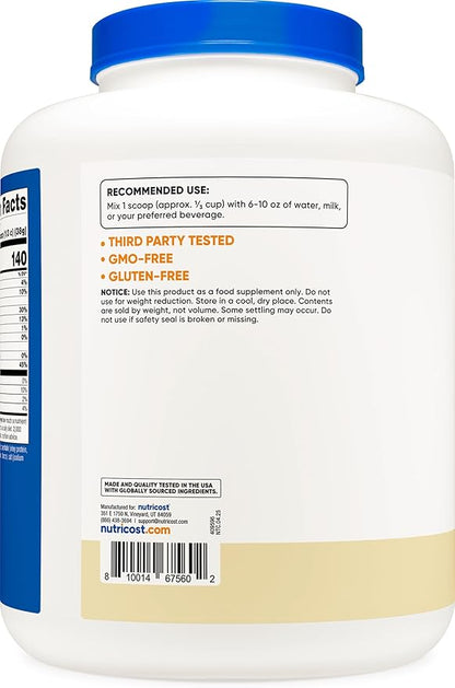 Nutricost Grass-Fed Whey Protein Concentrate (Vanilla) 5LBS - Undenatured, Non-GMO, Gluten Free, Natural Flavors