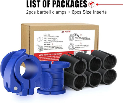 Barbell Clips 1 Inch Quick Release Weight Clamps 0.9-1.18inch Multi-Size Adjustable Olympic Clamps for Bars