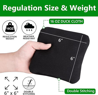 EunHo Cornhole Bags Set of 8 Regulation Size & Weight Corn Hole Bean Bags Official Professional All Weather for Tossing Game with Carry Case