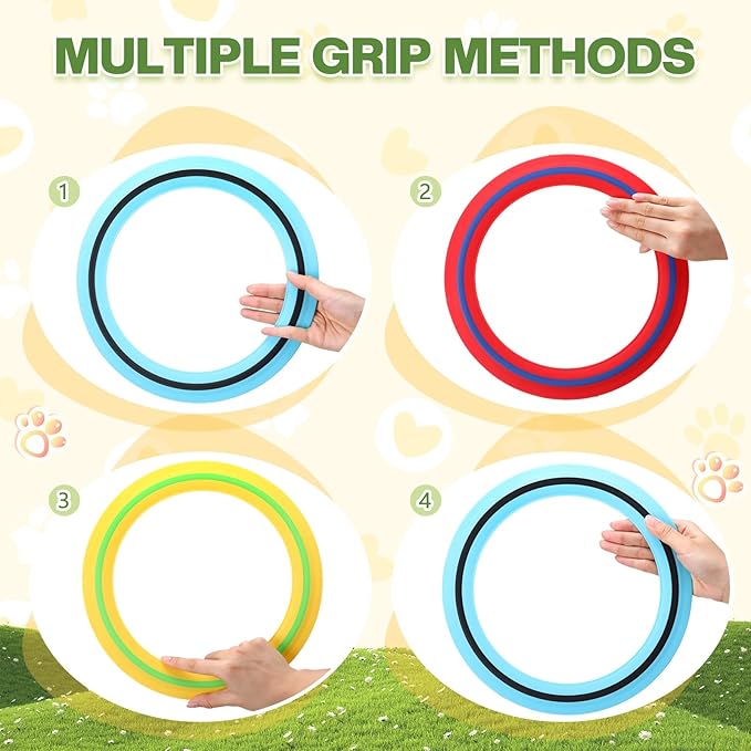 Soulchen 6 Pack Silicone Flying Ring 11 Inch Flying Disc Bulk for Backyard Pool Outdoor Soft Sports Family Camping Activities Sports Tossing Game Gifts (Blue, Yellow and Red)