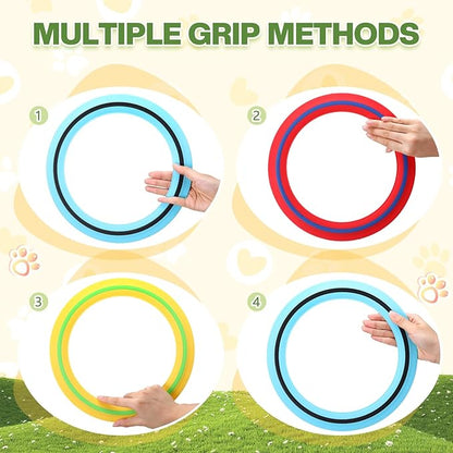 Soulchen 6 Pack Silicone Flying Ring 11 Inch Flying Disc Bulk for Backyard Pool Outdoor Soft Sports Family Camping Activities Sports Tossing Game Gifts (Blue, Yellow and Red)