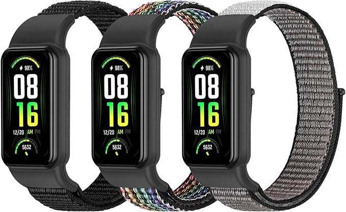 YCHDDER Solo Loop Nylon Bands Compatible with Amazfit Band 7 Straps,Soft Breathable Comfortable Adjustable Colorful Sports Replacement Wristband for Amazfit Band 7 for Men Women