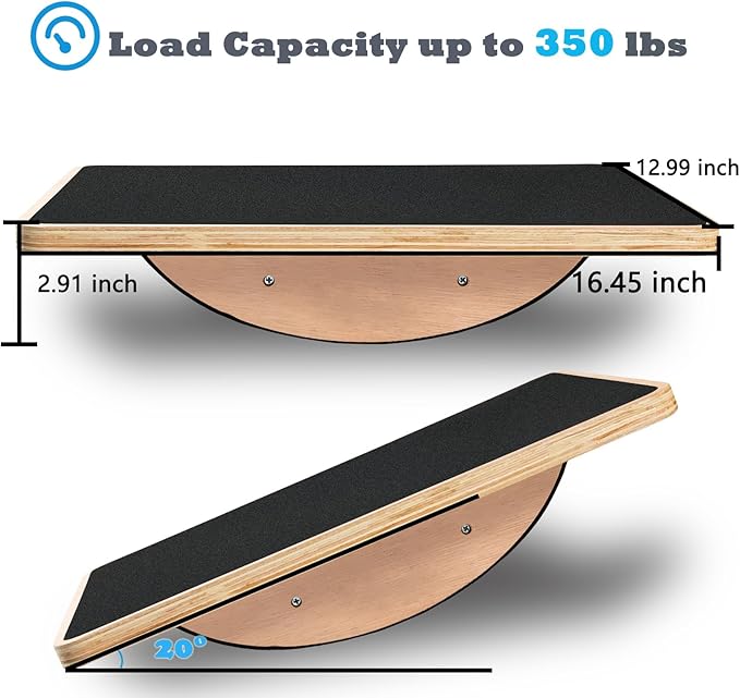 Balance Board Wooden Wobble Board for Adults Anti-Slip Board for Physical Therapy & Core Strength, Ideal Balance Board for Standing Desk with Ankle Support