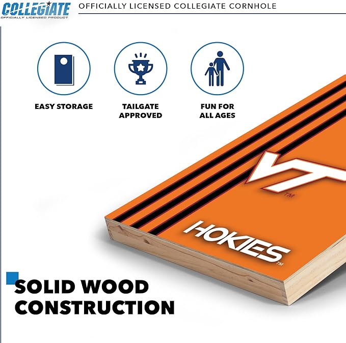 2' x 3' Solid Wood Cornhole Set with Direct Print HD Team Graphics – Great Gift for Any NCAA Fan! Bean Bag Toss Family Outdoor Games