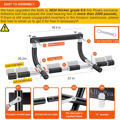 ALLY PEAKS Pull Up Bar Thickened Steel Pipe Super Heavy Duty Steel Frame Upper Workout Bar|