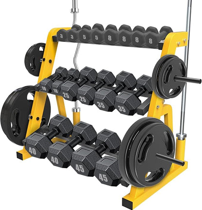 "Kipika Heavy Duty 3 Tier Dumbbell Rack Multifunctional, Weight Rack for Dumbbells, Home Gym Equipment, Suitable for Storage of Dumbbell, Kettle Bell, Barbell Plate, Barbell Bar"