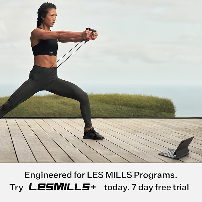Les Mills™ SMARTBAND™ Workout Resistance Band with Handles, Home Gym Workout Equipment, Elastic Stretch