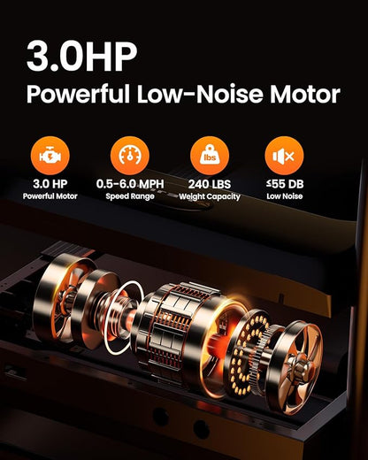 Treadmills for Home, 3.0HP Quiet Brushless Foldable Treadmill with Incline, Small Space Portable Running Walking Machine, 300/240 Lbs Capacity with 12 Preset PROG, LED Display and Phone Holder