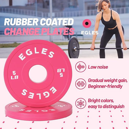 Egles Change Plates Set 1.25LB, 2.5LB, 5LB - Rubber-Coated Weight Plates in Pairs, Olympic Bumper Plates, Color-Coded, IWF Standard, Fit 2-Inch Barbells Strength Training Weight Plates Gym & Fitness
